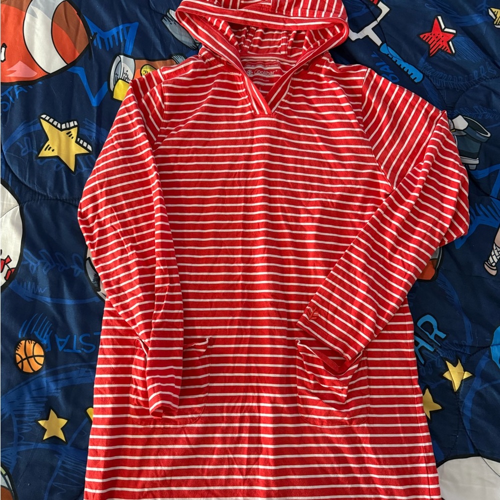 Coolibar Red and White Striped Cover-Up